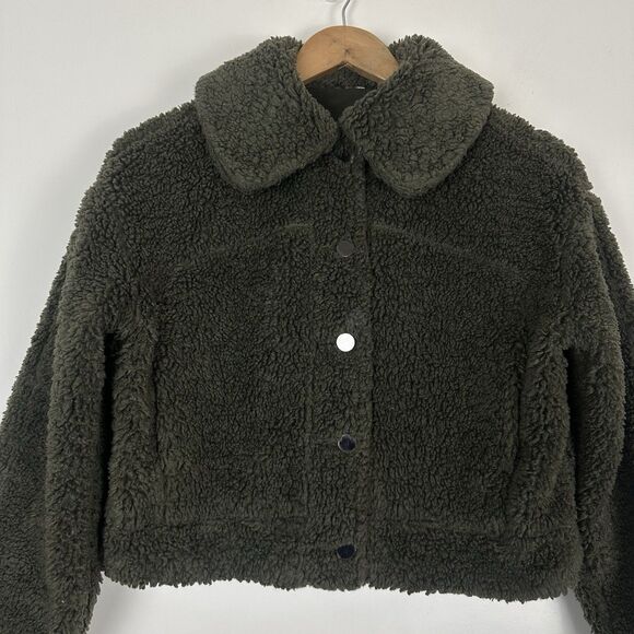 Lululemon Textured Fleece Button Jacket Sz 2 Dark Olive Cozy Soft Sherpa Fleece - Picture 3 of 10